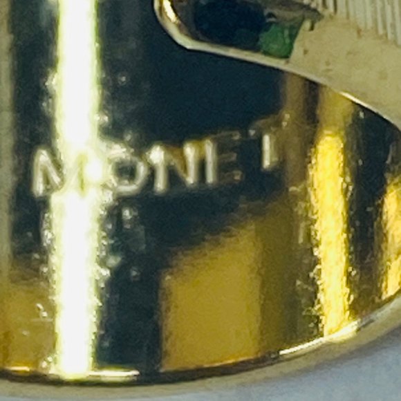 Monet Wide Hoop Pierced Earrings Shiny Gold Tone Womens Clip Fastener Classic - Picture 14 of 16